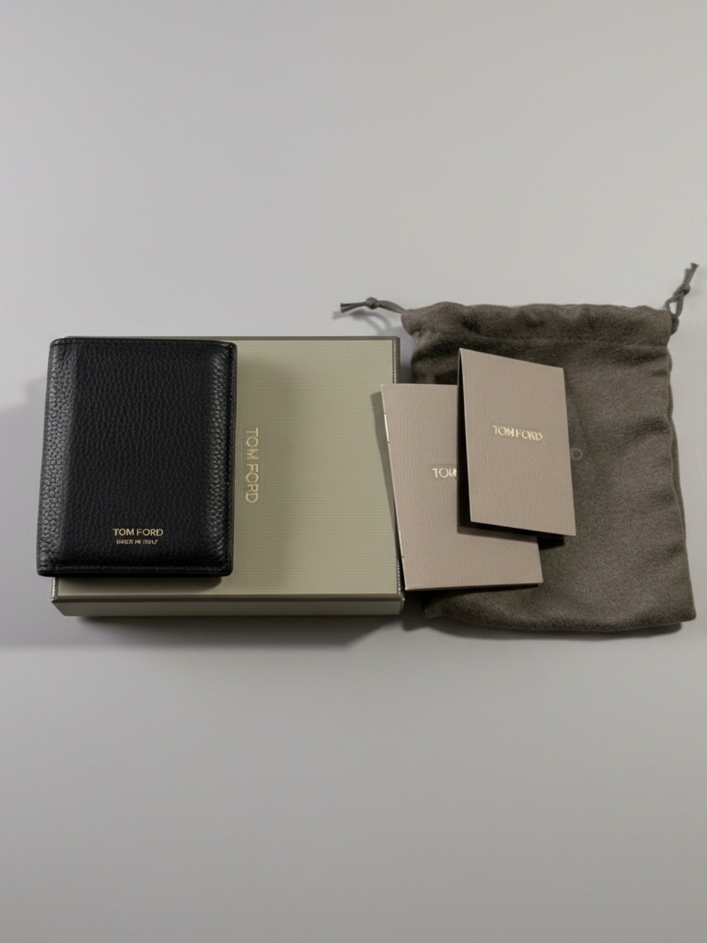 Tom Ford Black Pebbled Leather Card Holder